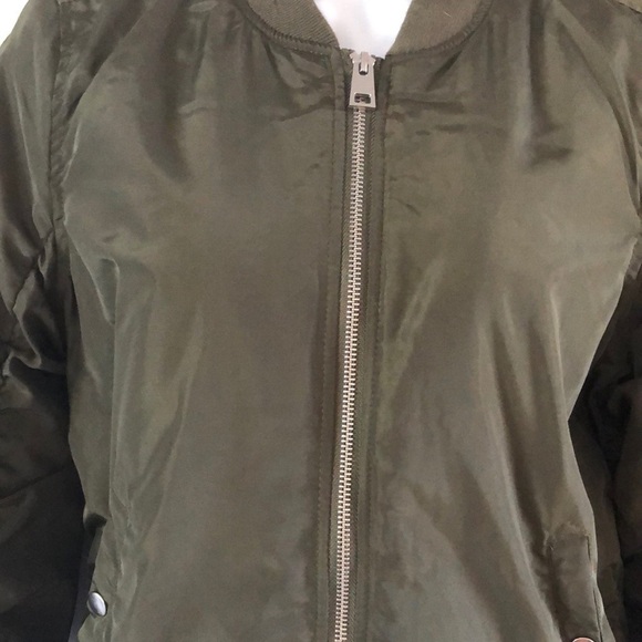 American Rag M Flight Bomber Jacket Zip Up Punk Old School Green Grunge NWOT - Picture 3 of 16